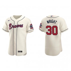 Kyle Wright Men's Atlanta Braves Cream Alternate 2021 World Series 150th Anniversary Jersey
