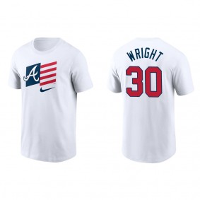 Kyle Wright Atlanta Braves White Americana Flag T-Shirt