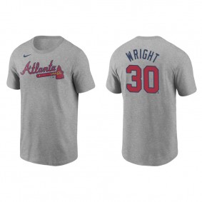 Kyle Wright Men's Atlanta Braves Ronald Acuna Jr. Nike Gray Name & Number T-Shirt