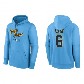 Lorenzo Cain Brewers City Connect Authentic Therma Pullover Hoodie