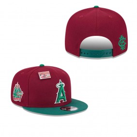 Men's Los Angeles Angels Cardinal Green Strawberry Big League Chew Flavor Pack 9FIFTY Snapback Hat