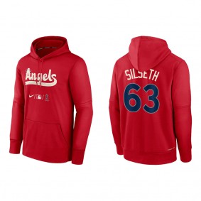 Chase Silseth Men's Angels Red 2022 City Connect Authentic Collection Therma Performance Pullover Hoodie