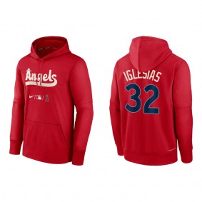Raisel Iglesias Men's Angels Red 2022 City Connect Authentic Collection Therma Performance Pullover Hoodie