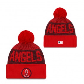 Men's Los Angeles Angels Red Authentic Collection Sport Cuffed Knit Hat with Pom