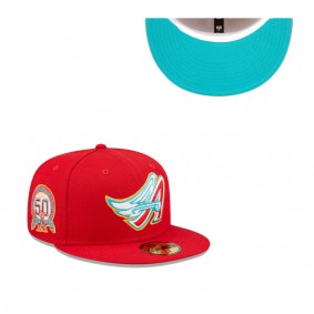 Men's Los Angeles Angels Scarlet 50th Anniversary Undervisor 59FIFTY Fitted Hat