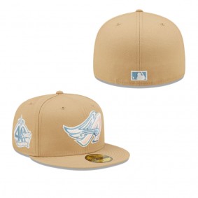 Men's Los Angeles Angels Tan 40th Season Sky Blue Undervisor 59FIFTY Fitted Hat