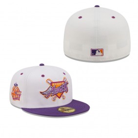 Men's Los Angeles Angels White Purple 40th Season Grape Lolli 59FIFTY Fitted Hat