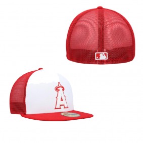 Men's Los Angeles Angels White Red 2023 On-Field Batting Practice 59FIFTY Fitted Hat