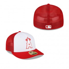 Men's Los Angeles Angels White Red 2023 On-Field Batting Practice Low Profile 59FIFTY Fitted Hat