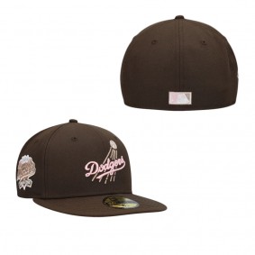 Men's Los Angeles Dodgers Brown 100th Anniversary Pink Undervisor 59FIFTY Fitted Hat
