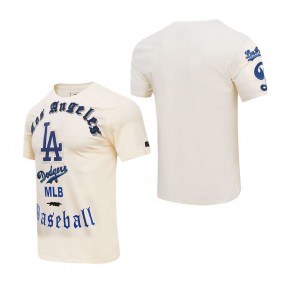 Men's Los Angeles Dodgers Cream Cooperstown Collection Old English T-Shirt