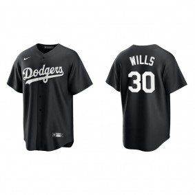 Men's Los Angeles Dodgers Maury Wills Black White Replica Official Jersey
