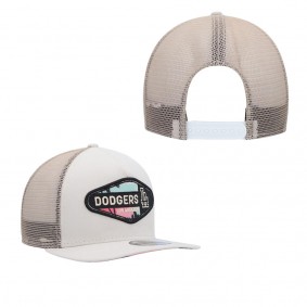 Men's Los Angeles Dodgers Natural Retro Beachin' Patch A-Frame Trucker 9FIFTY Snapback Hat