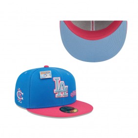 Men's Los Angeles Dodgers New Era Blue Pink MLB x Big League Chew Curveball Cotton Candy Flavor Pack 59FIFTY Fitted Hat