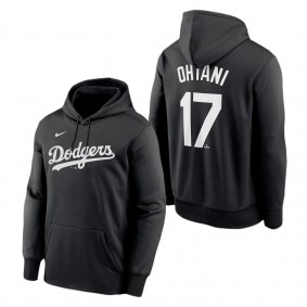Men's Los Angeles Dodgers Shohei Ohtani Black Name & Number Pullover Hoodie