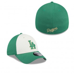 Men's Los Angeles Dodgers White Green 2024 St. Patrick's Day 39THIRTY Flex Fit Hat