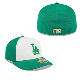 Men's Los Angeles Dodgers White Green 2024 St. Patrick's Day Low Profile 59FIFTY Fitted Hat