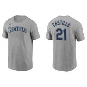 Men's Seattle Mariners Luis Castillo Gray Name & Number Nike T-Shirt