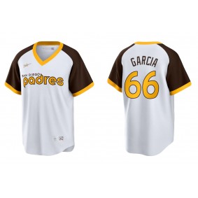 Men's San Diego Padres Luis Garcia White Cooperstown Collection Home Jersey
