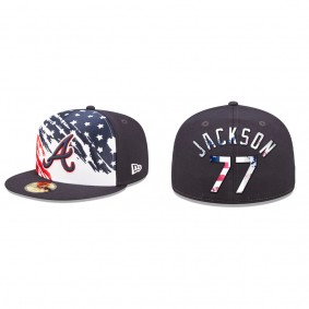 Luke Jackson Atlanta Braves Navy 2022 4th of July Stars Stripes On-Field 59FIFTY Fitted Hat