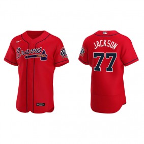 Luke Jackson Men's Atlanta Braves Red Alternate 2021 World Series 150th Anniversary Jersey