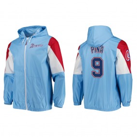 Manny Pina Men's Atlanta Braves Mitchell & Ness Light Blue Throw It Back Full-Zip Windbreaker Jacket