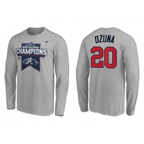 Marcell Ozuna Atlanta Braves Gray 2021 World Series Champions Locker Room Long Sleeve T-Shirt