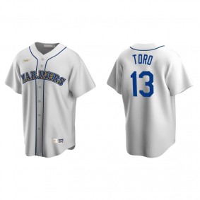 Men's Seattle Mariners Abraham Toro White Cooperstown Collection Home Jersey