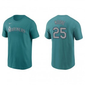 Men's Seattle Mariners Dylan Moore Aqua Name & Number Nike T-Shirt
