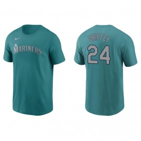 Men's Seattle Mariners Ken Griffey Jr. Aqua Name & Number Nike T-Shirt