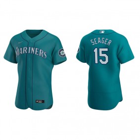 Men's Seattle Mariners Kyle Seager Aqua Authentic Alternate Jersey