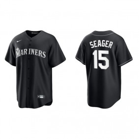 Men's Seattle Mariners Kyle Seager Black White Replica Official Jersey
