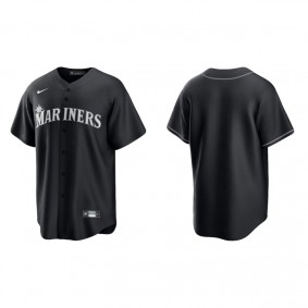 Men's Seattle Mariners Black White Replica Official Jersey