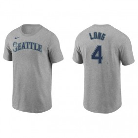 Men's Seattle Mariners Shed Long Jr. Gray Name & Number Nike T-Shirt