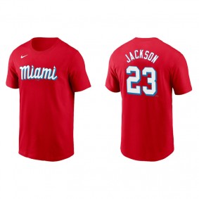 Men's Miami Marlins Alex Jackson Red 2021 City Connect Wordmark T-Shirt