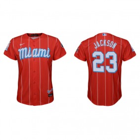 Youth Miami Marlins Alex Jackson Red 2021 City Connect Replica Jersey