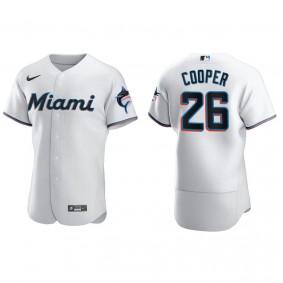 Men's Miami Marlins Garrett Cooper White Authentic Home Jersey