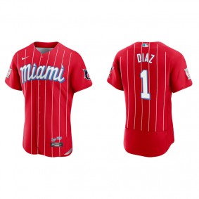 Men's Miami Marlins Isan Diaz Red 2021 City Connect Authentic Jersey