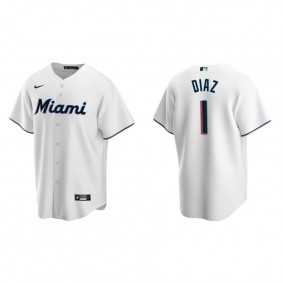 Men's Miami Marlins Isan Diaz White Replica Home Jersey