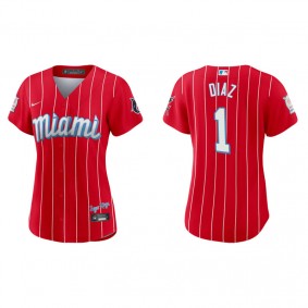 Women's Miami Marlins Isan Diaz Red 2021 City Connect Replica Jersey