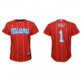 Youth Miami Marlins Isan Diaz Red 2021 City Connect Replica Jersey