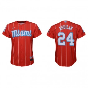 Youth Miami Marlins Jesus Aguilar Red 2021 City Connect Replica Jersey