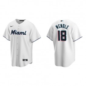 Men's Miami Marlins Joey Wendle White Replica Home Jersey
