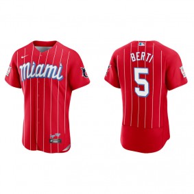 Men's Miami Marlins Jon Berti Red 2021 City Connect Authentic Jersey