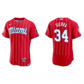 Men's Miami Marlins Magneuris Sierra Red 2021 City Connect Authentic Jersey