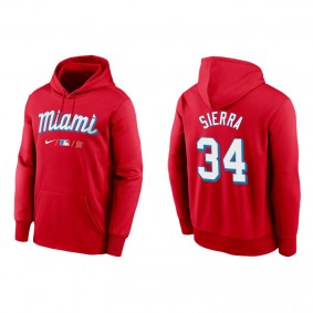 Men's Miami Marlins Magneuris Sierra Red 2021 City Connect Therma Hoodie