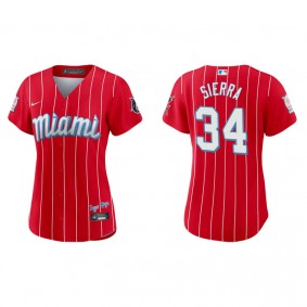 Women's Miami Marlins Magneuris Sierra Red 2021 City Connect Replica Jersey
