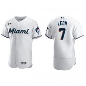 Men's Miami Marlins Sandy Leon White Authentic Home Jersey