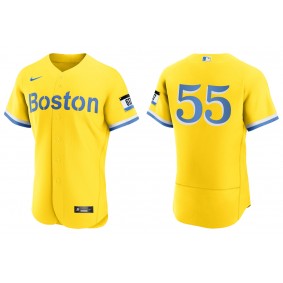 Men's Boston Red Sox Matthew Strahm Gold Light Blue City Connect Authentic Jersey