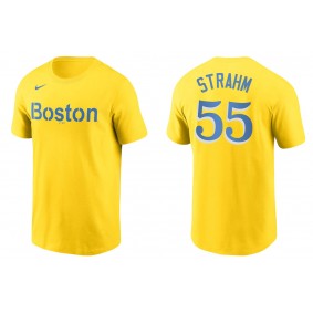 Men's Boston Red Sox Matthew Strahm Gold City Connect Wordmark T-Shirt
